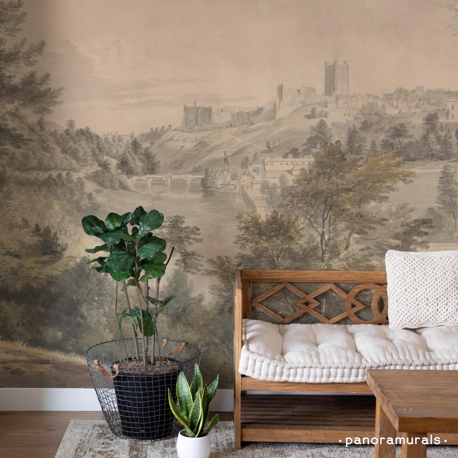 Muted Rustic Colors Vintage Rustic Traditional Wallpaper Prints, Landscape Muted Colors ...