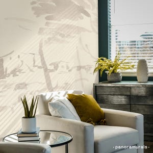 Subtle Abstract Watercolor Trees, Peel And Stick Moody Vintage Wall Mural 29