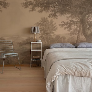 Timeless Nature Wallpaper, Peel & Stick, Serene Pastoral Wall Art, Historic Countryside Mural 83
