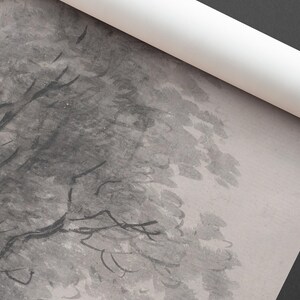 Forest Silhouette Moody Wallpaper Designs, Sketched Trees Aesthetic Nursery Wall Mural 08 image 4