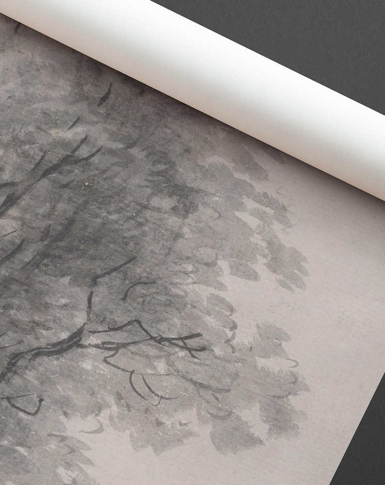 Forest Silhouette Moody Wallpaper Designs, Sketched Trees Aesthetic Nursery Wall Mural 08 image 4