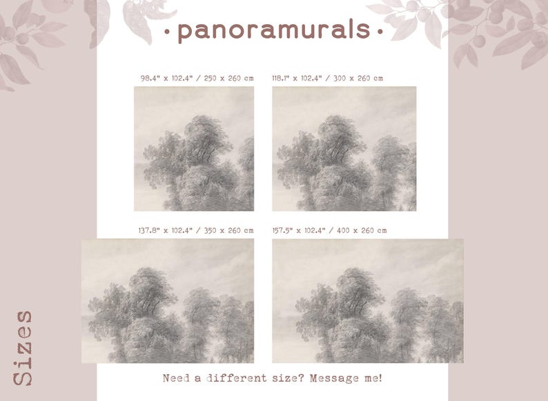 Forest Silhouette Moody Wallpaper Designs, Sketched Trees Aesthetic Nursery Wall Mural 08 image 3