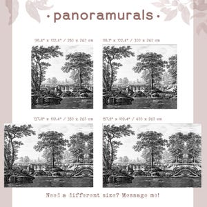 Black and white landscape wallpaper, High quality print, Vintage scenic mural, French country decor 131 image 3
