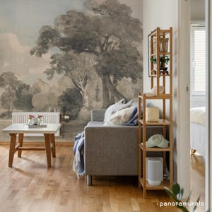 Romantic Watercolor Trees Removable Wallpaper For Bedrooms, Landscape For Artistic And Whimsical Interiors 09