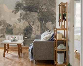 Romantic Watercolor Trees Removable Wallpaper For Bedrooms, Landscape For Artistic And Whimsical Interiors 09