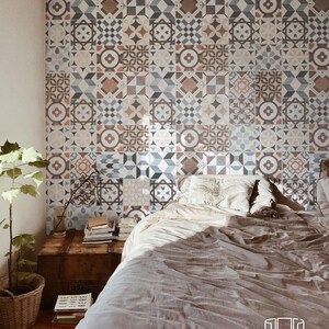 Tile Geometric Peel And Stick Wallpaper, Azulejos Backsplash Vintage Mural 32
