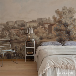 Italian Rural Panoramic Landscape, Romantic Watercolor Handmade Easy Stick Wallpaper For Bedrooms 26