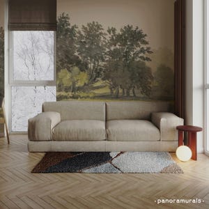 Vintage countryside decor, Tree landscape wallpaper, Pastoral wall art, Classic countryside mural 101 image 2