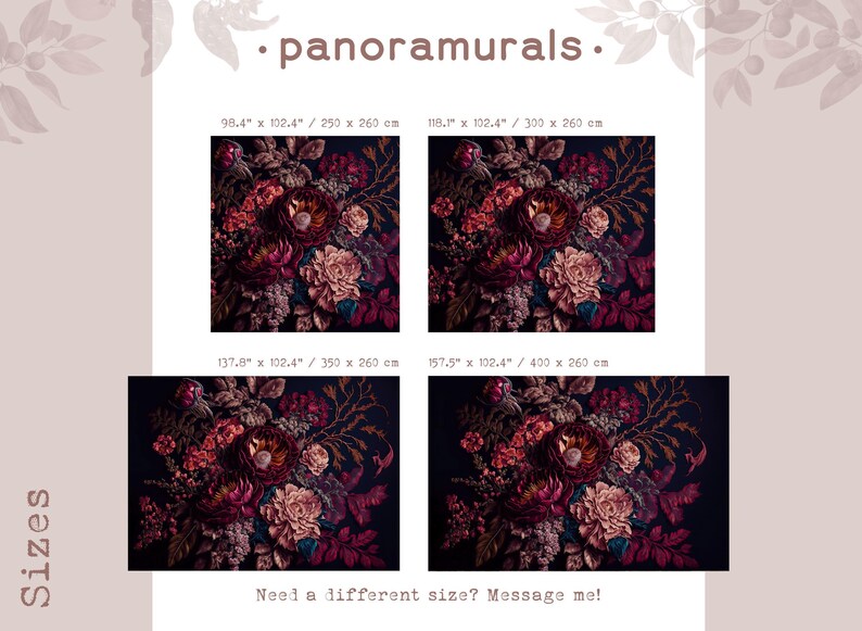 Magnificent flowers wallpaper for moody interiors, Dark removable floral wall decor 48 image 3