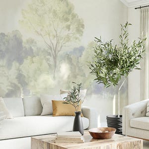 Pastoral wallpaper, Scenic wall art, Peel and stick, Panoramic art, Mural wallpaper, Countryside painting 42