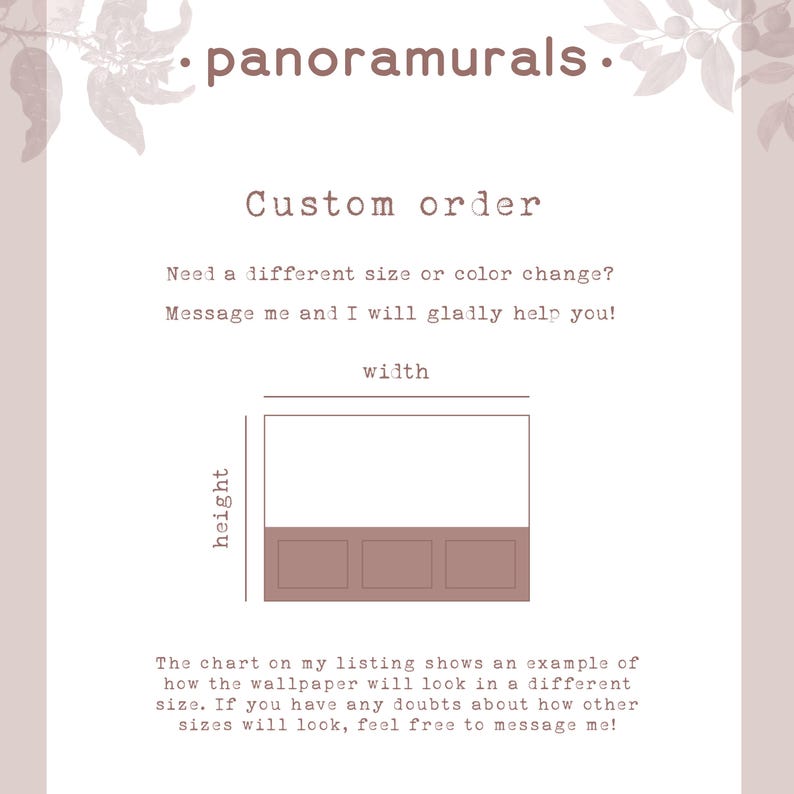 a picture of a panoramusal with the words, custom order, and