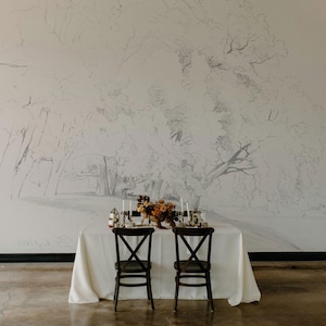 Subtle Moody Wallpaper For Creating A Cozy And Calming Atmosphere, Elegant Trees Self- Adhesive Mural 22