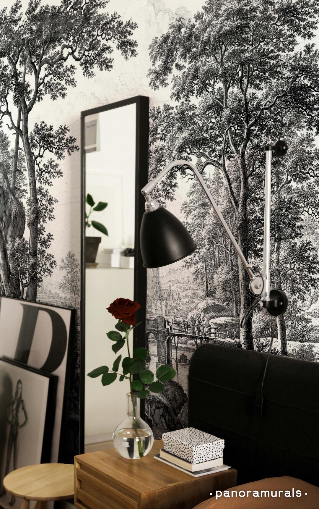 Buy Black and White Landscape Wallpaper, High Quality Print, Vintage