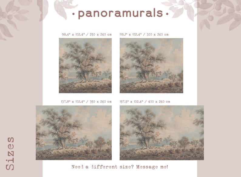 Buy Vintage Tree Wallpaper, Antique Wall Mural, Watercolor Landscape