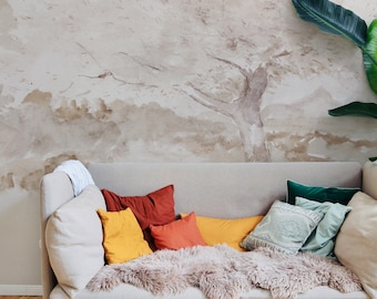 Soft landscape removable wallpaper, Watercolor painting mural, Serene atmosphere wall art 71