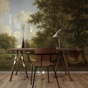 Meadow with grazing cows pastoral wallpaper, Scenic landscape wall mural, Dutch painting 64