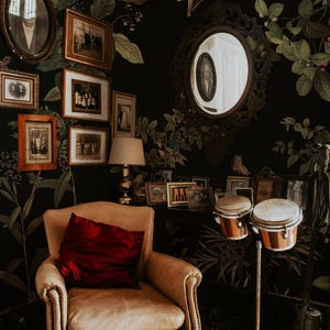 Botanical Gothic-Inspired Wallpaper For Moody Interiors, Dark Removable Floral Wall Decor 34