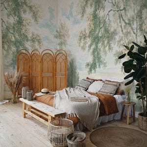 Watercolor Countryside Landscape Removable Scenic Wallpaper Designs, Easy To Remove Wall Sticker 33