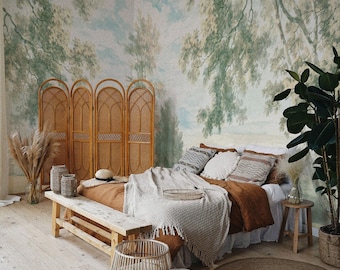 Watercolor Countryside Landscape Removable Scenic Wallpaper Designs, Easy To Remove Wall Sticker 33
