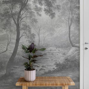 Gray Glamour Mysterious Forest Scenic Wallpaper Prints Removable Or Traditional Material 78