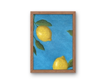 amalfi lemons DIGITAL DOWNLOAD, lemon oil painting, lemon still life, lemon wall decor, lemon vintage painting style, fruit oil painting