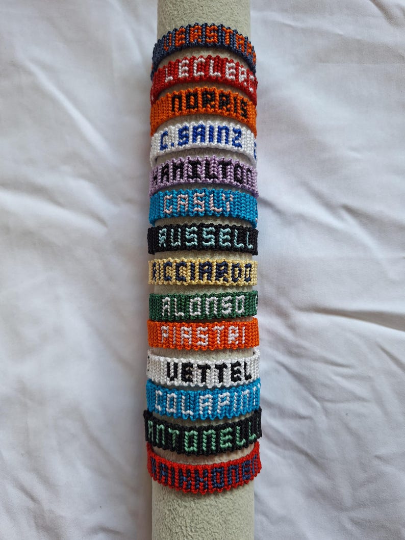 Macrame bracelets inspired by Formula 1 drivers | F1 bracelet | unisex | Leclerc Norris Hamilton Colapinto Russell Antonelli... image 4
