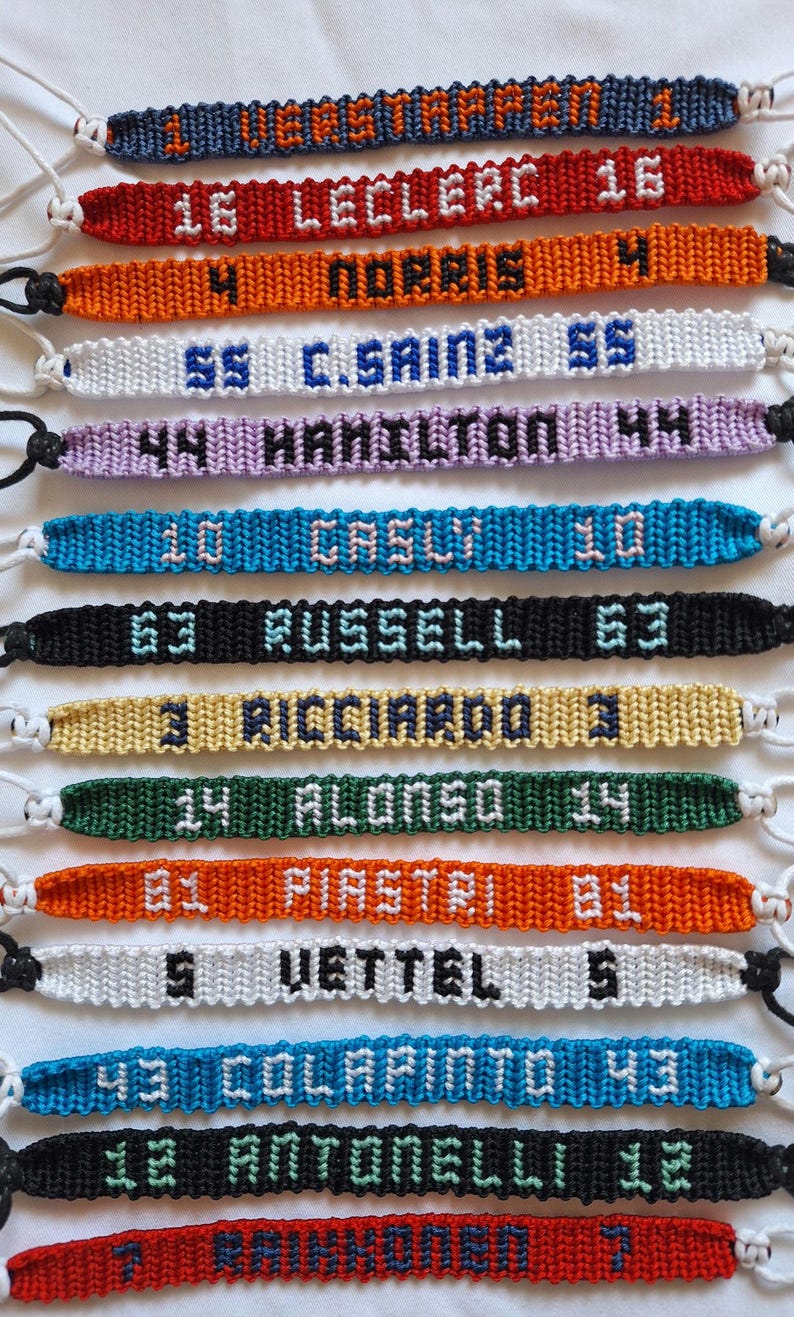 Macrame bracelets inspired by Formula 1 drivers | F1 bracelet | unisex | Leclerc Norris Hamilton Colapinto Russell Antonelli... image 11