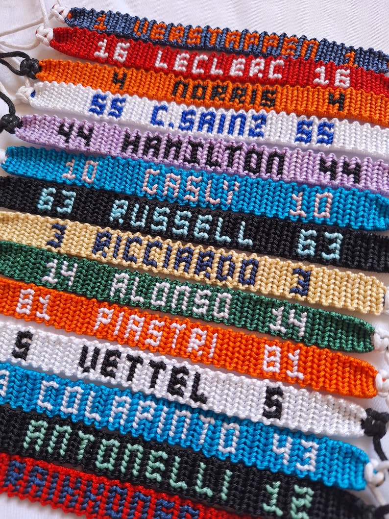 Macrame bracelets inspired by Formula 1 drivers | F1 bracelet | unisex | Leclerc Norris Hamilton Colapinto Russell Antonelli... image 2