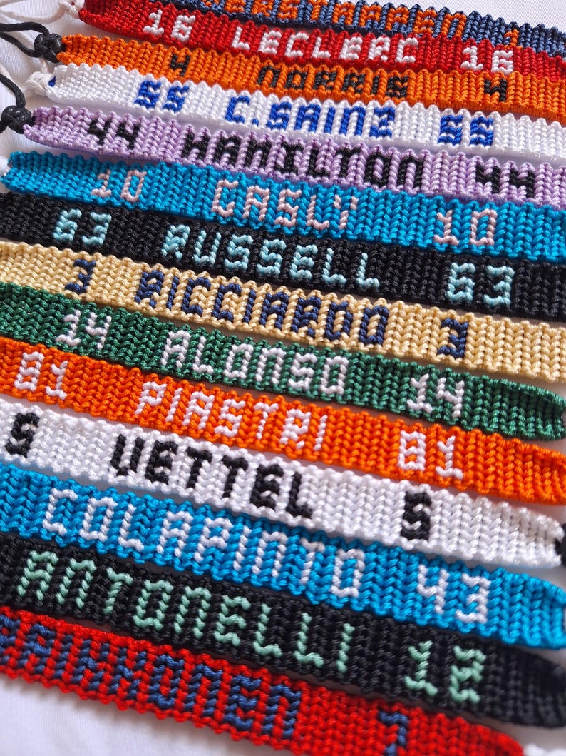 Macrame bracelets inspired by Formula 1 drivers | F1 bracelet | unisex | Leclerc Norris Hamilton Colapinto Russell Antonelli... image 9