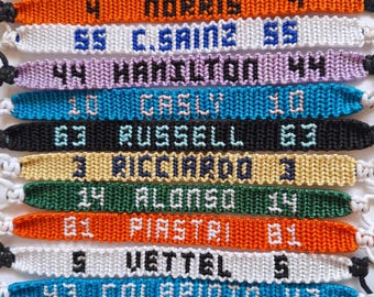 Macrame bracelets inspired by Formula 1 drivers | F1 bracelet | unisex | Leclerc Norris Hamilton Colapinto Russell Antonelli...