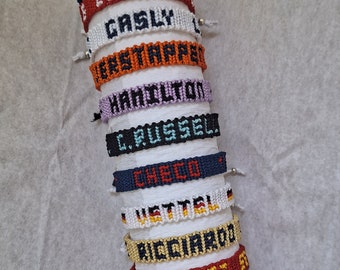 Bracelets macramé Formule 1 | F1 | Vettel Norris Hamilton Leclerc Verstappen Sainz Russell Gasly Ricciardo Pérez | Bracelet F1 Amitié