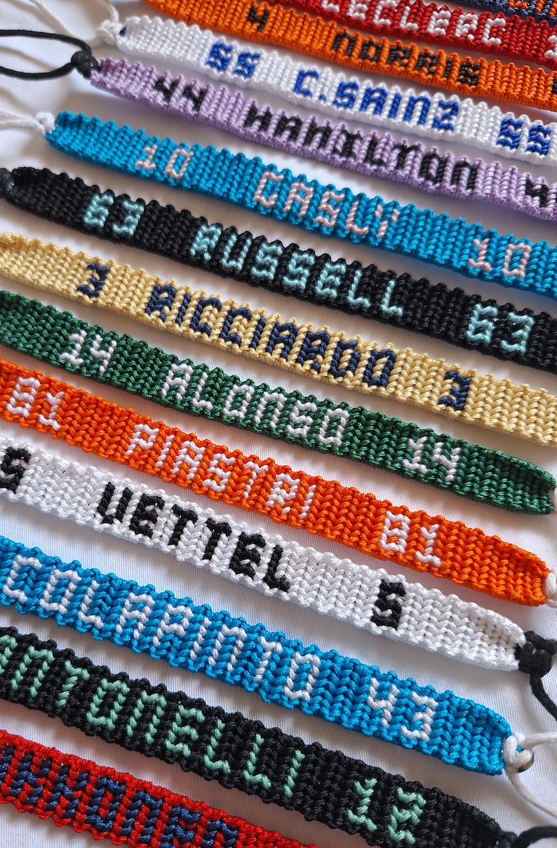 Macrame bracelets inspired by Formula 1 drivers | F1 bracelet | unisex | Leclerc Norris Hamilton Colapinto Russell Antonelli... image 10