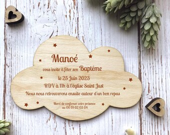 Wooden cloud announcement - Cloud announcement - Original announcement for baptism