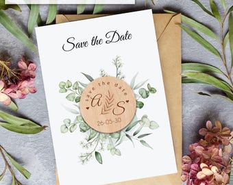 Save the date wooden magnet for wedding, baptism, birthday or other celebration
