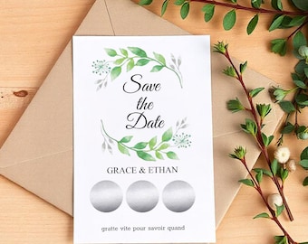 Personalized scratch save the date for wedding, baptism, birthday or other celebration