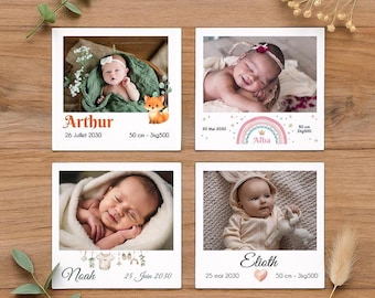 Personalized birth announcement magnet – several models to choose from (Fox, Heart, Garland, Rainbow)