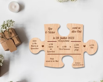 Wooden puzzle wedding announcement - Puzzle wedding announcement - wood wedding announcement