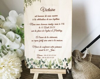 Wooden invitation – Wooden invitation for wedding or baptism – Nature theme invitation