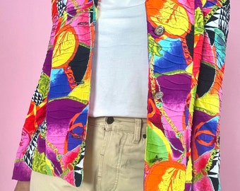 Vintage-Jacke aus Colorblock-Viskose