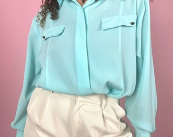 Vintage babyblaue Bluse