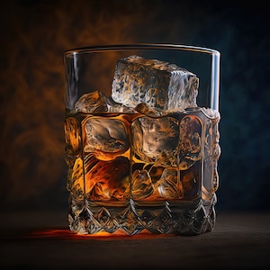 Whisky Glass With Ice Wall Decor Digital Download, Instant Download, Poster, Canvas, Car Decore