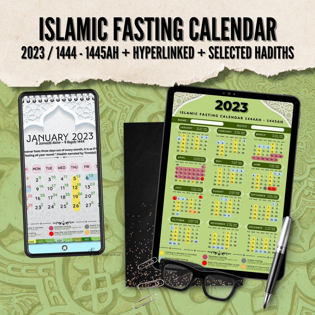 Islamic Fasting Calendar 2023 Ramadan Calendar iPad Hyperlinked Hijriah