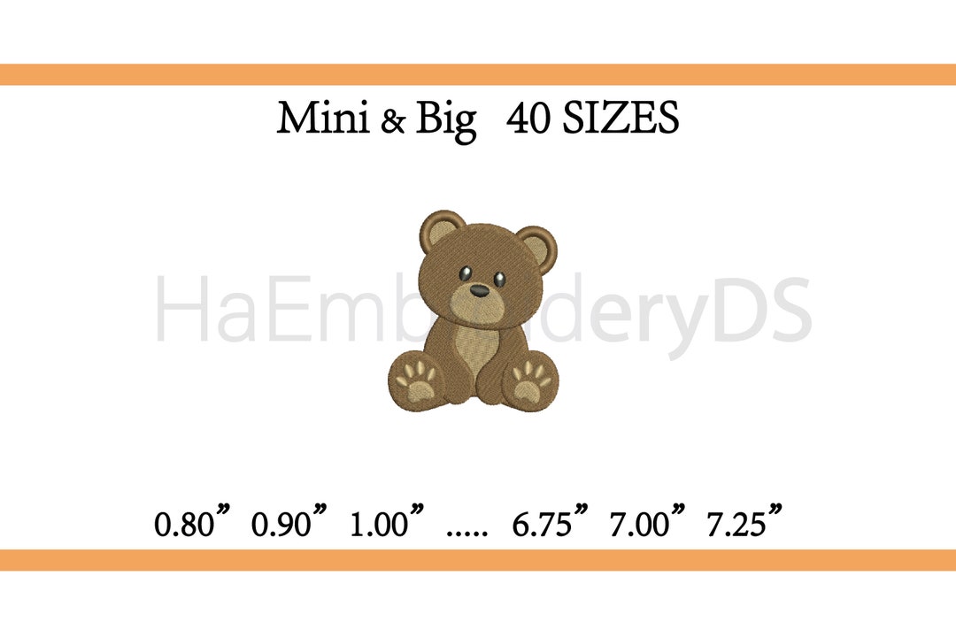 Mini Bear Embroidery Design, Mini Baby Bear Embroidery, Bear Machine