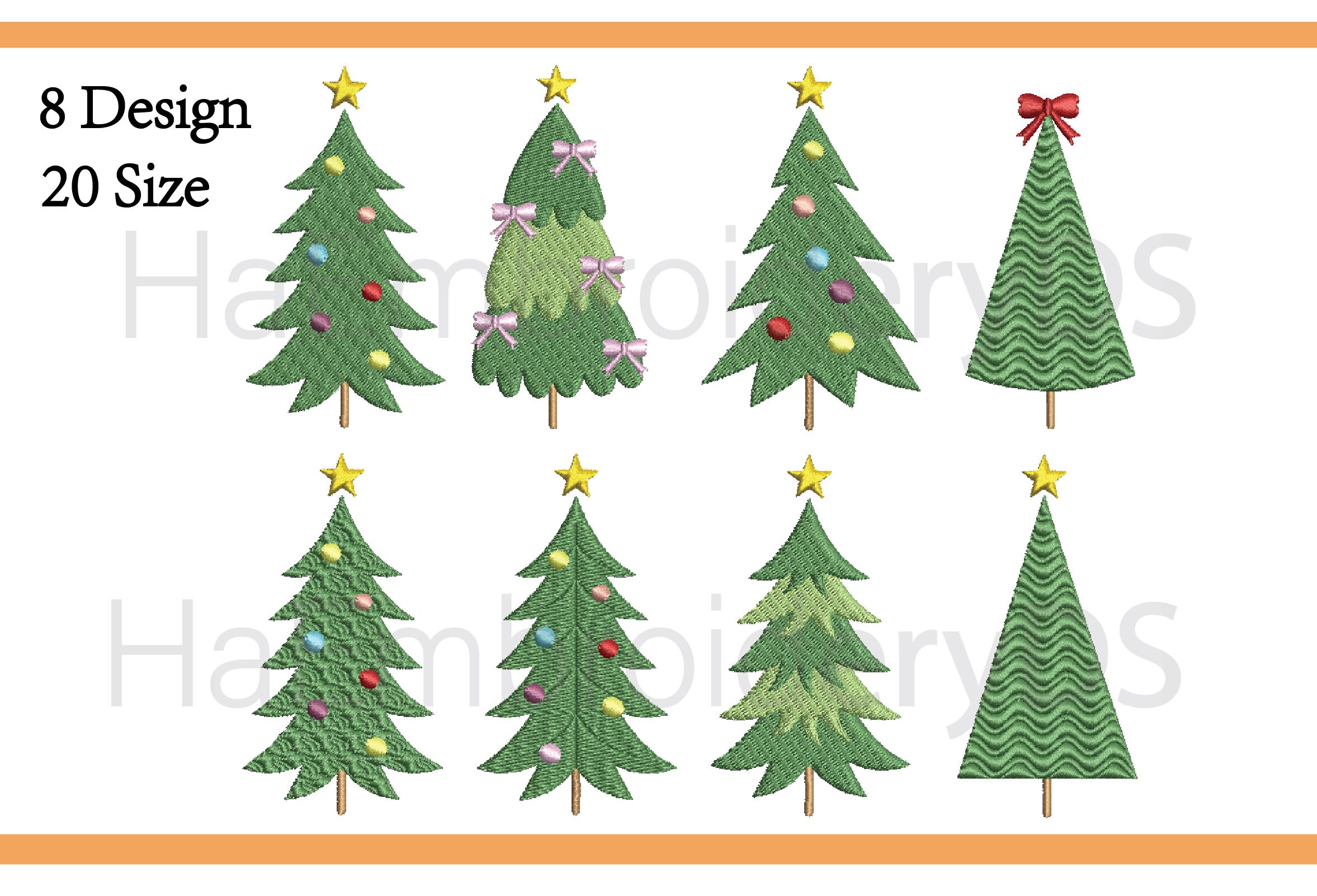 8 Design, Christmas Trees Embroidery Designs, Christmas Trees Machine