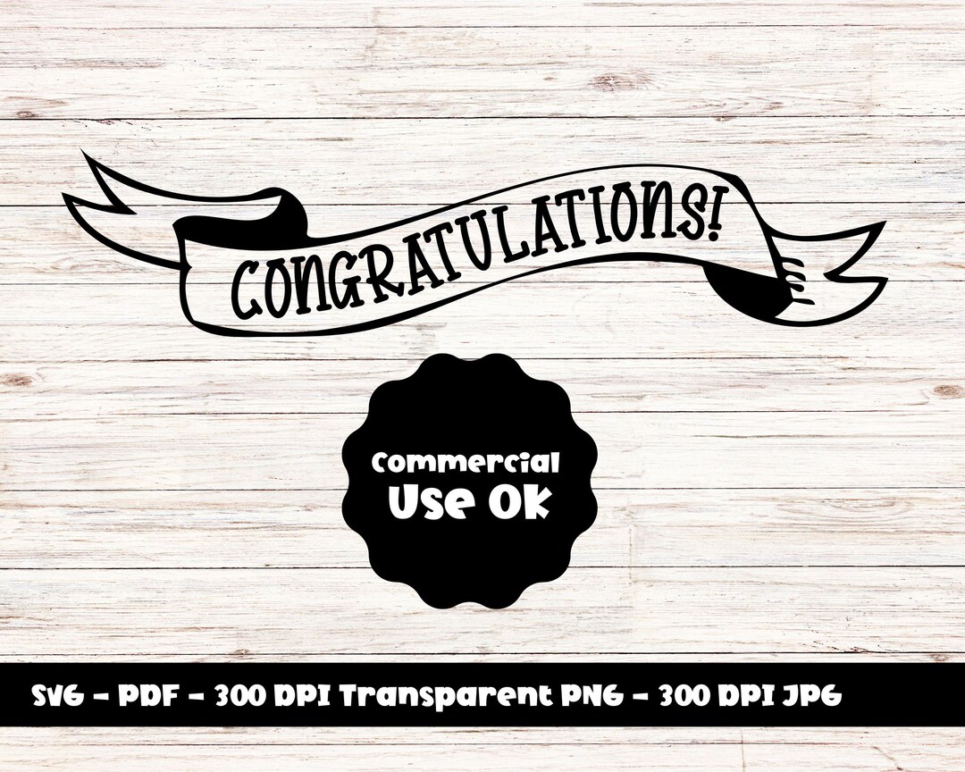 Congratulations Banner Ribbon SVG Clipart, Vector, Png, Pdf