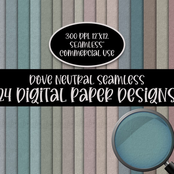 Neutral Colors Textured Digital Paper 24 Pack, Seamless, Muted Shades, Scrapbook Pages, Digital Backgrounds, Commercial Use, Paper Crafting
