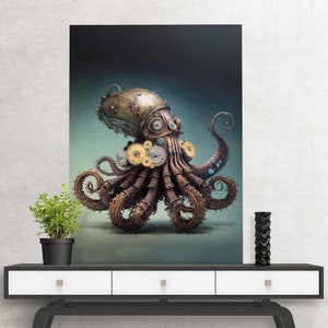 24x36 Steampunk Jewel Encrusted Octopus Printable Wall Art, Steampunk Designs, Art, Kraken Decor, Instant Download commercial use ok