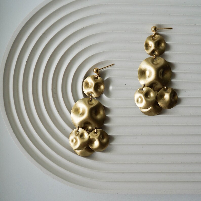 Brass bohemian earrings Wearable boho jewelry French style jewelry Elegant earrings image 2