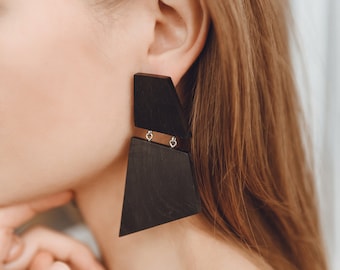 Oversized earrings | Huge earrings | Black big earrings | Statement jewelry | Large trendy earrings