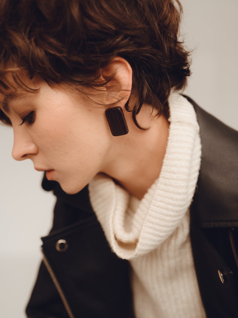 Minimalist earrings Brown earrings Geometry earrings image 1